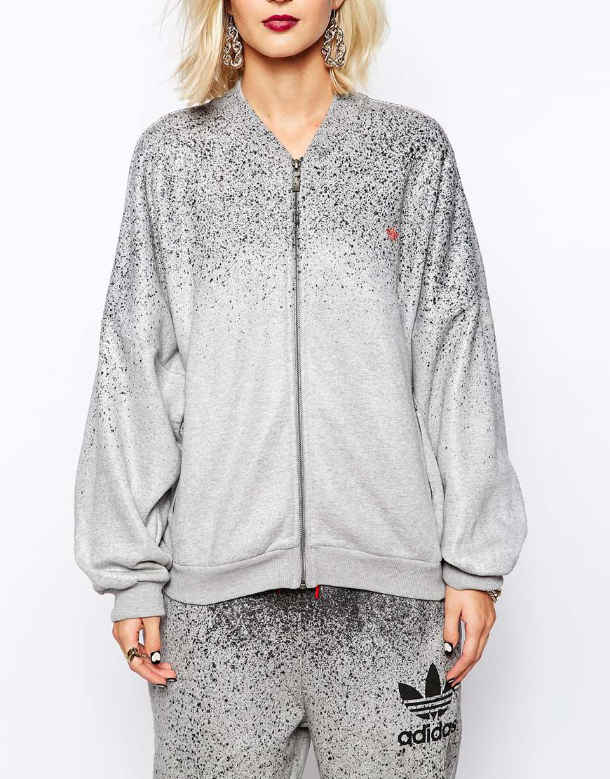 adidas Originals X Rita Ora Sweat Bomber Jacket in Grey (Gray) - Lyst
