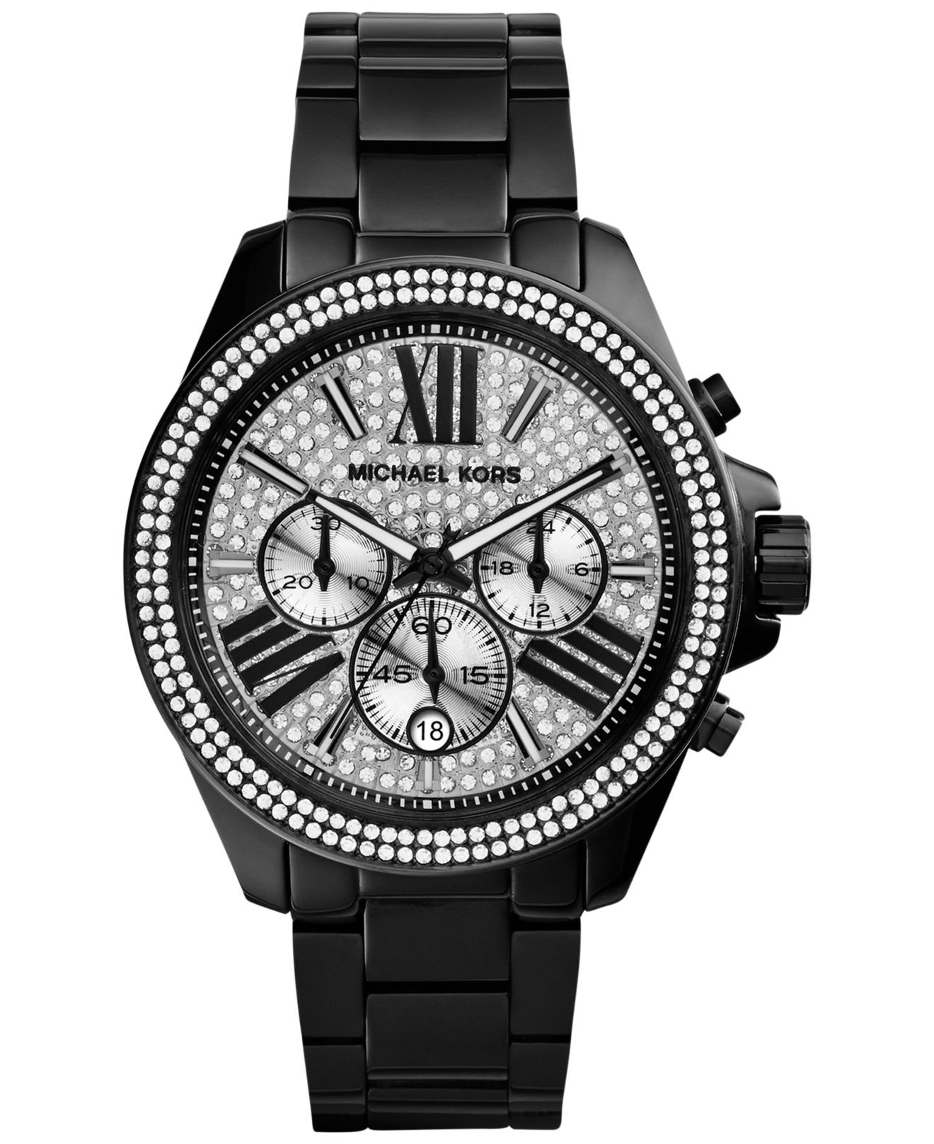 Michael Kors Women'S Chronograph Wren Black Ion-Plated Stainless Bracelet Watch 42Mm Mk6059 - Lyst
