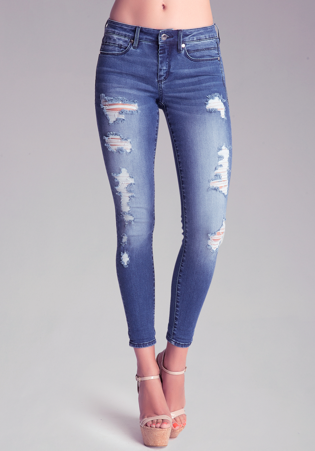Bebe Denim Heartbreaker Skinny Jeans In Blue Lyst
