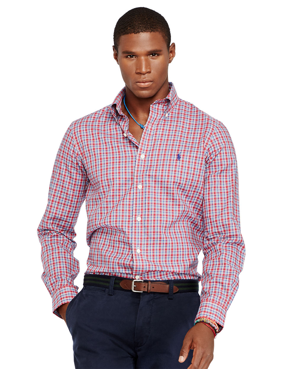 Polo Ralph Lauren Plaid Oxford Shirt in Red for Men - Lyst