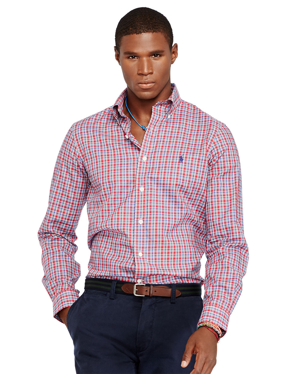 Polo Ralph Lauren Plaid Oxford Shirt in Red for Men Lyst