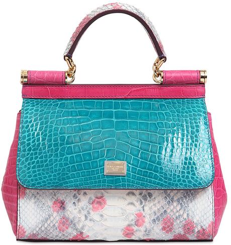 Dolce & Gabbana Small Sicily Reptile Patchwork Bag in Multicolor (MULTI ...