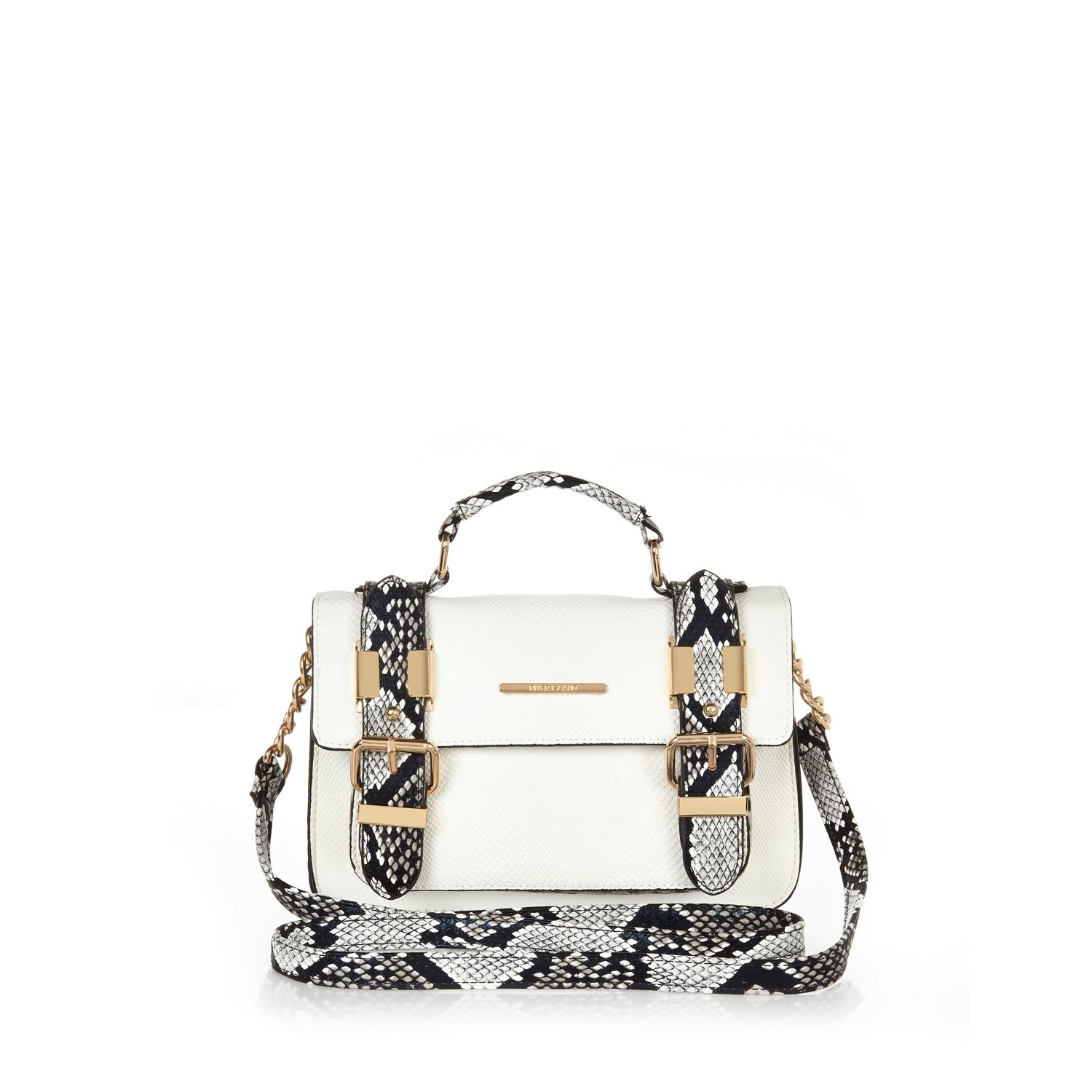 River Island White Snake Panel Mini Satchel Handbag Lyst