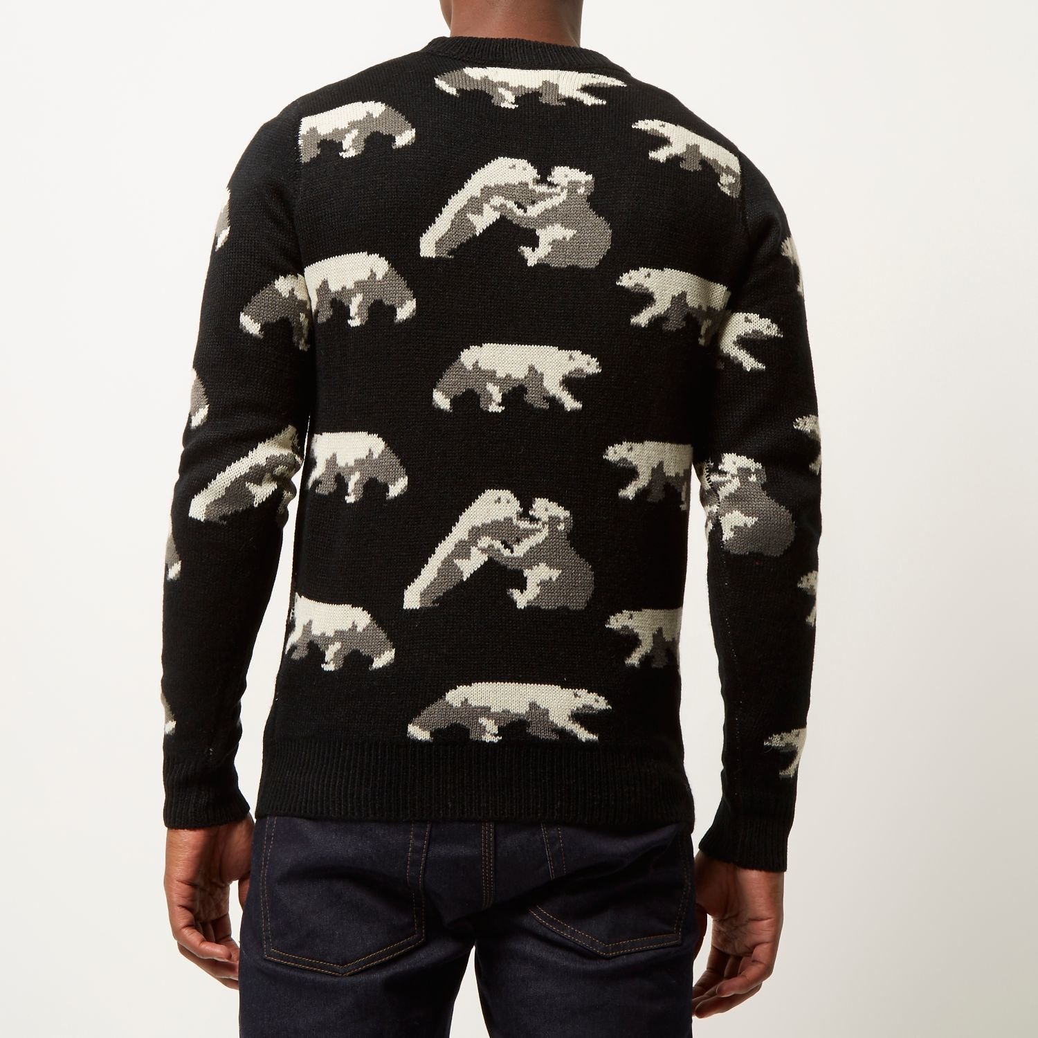 River Island Black Bellfield Polar Bear Intarsia Sweater for Men Lyst