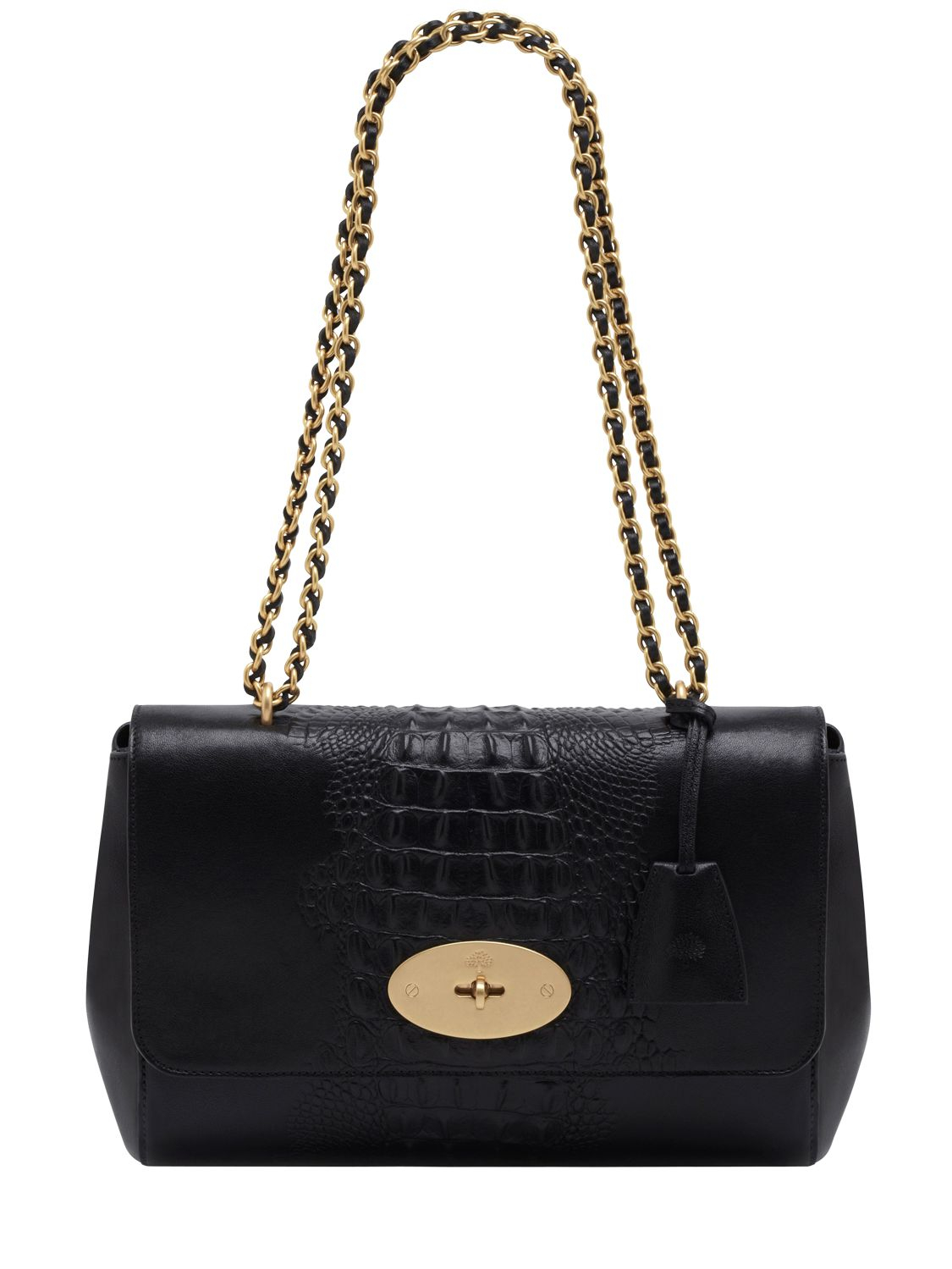 Lyst - Mulberry Medium Lily Croc Nappa Leather Bag in Black