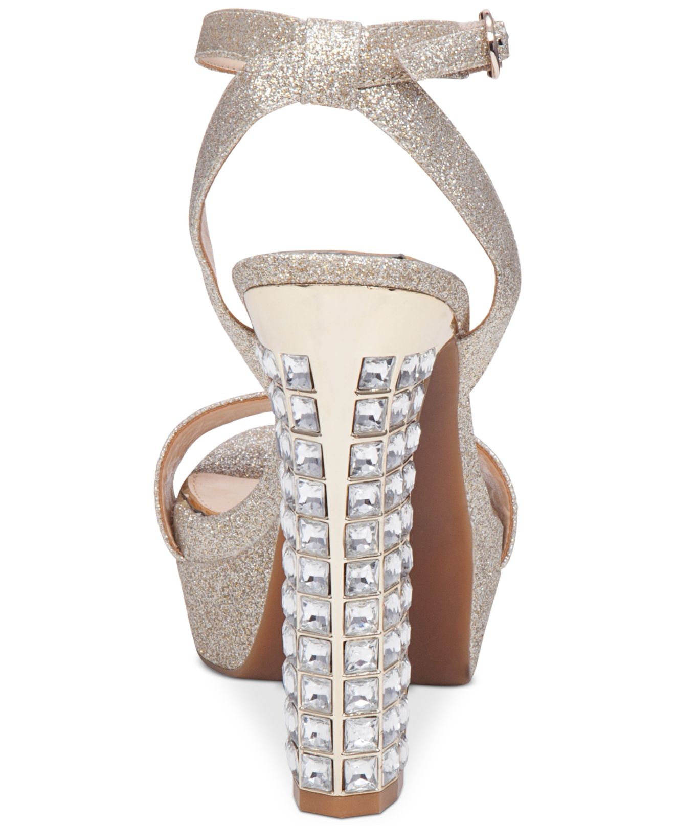 Lyst - Jessica Simpson Banda Embellished Platform Dress Sandals in Metallic