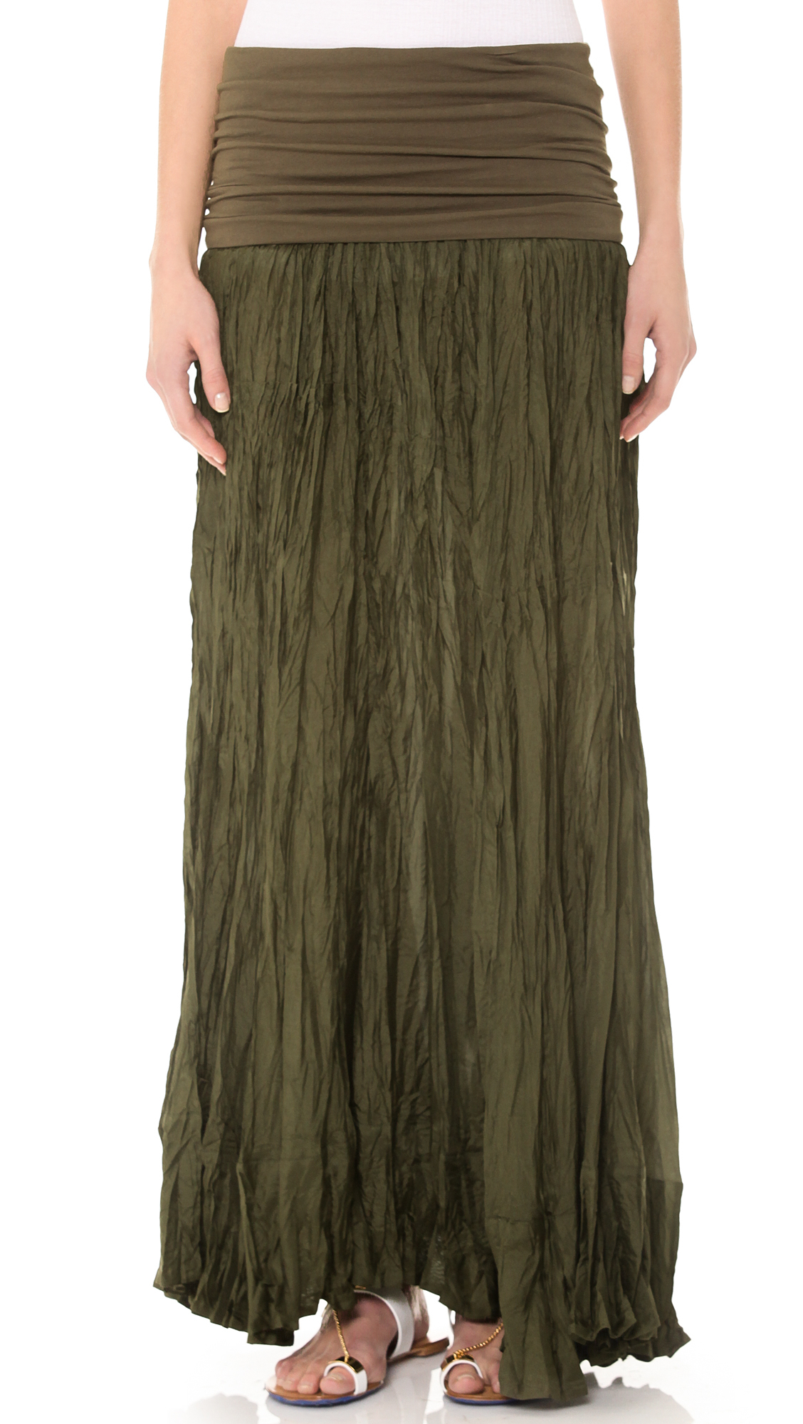 Donna karan Fold Over Maxi Skirt in Green | Lyst
