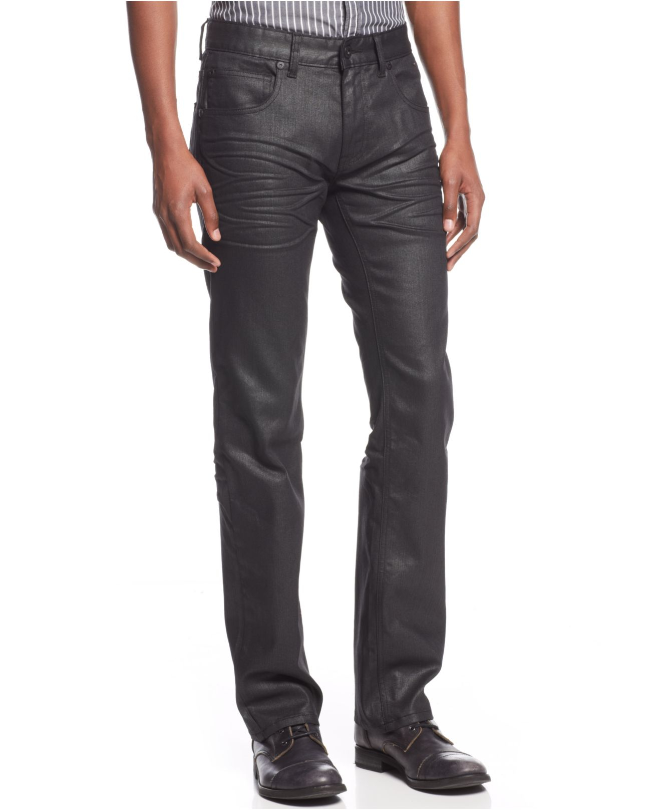 Buy INC International Concepts Men's Shiny Slim-Fit Stretch Pants Black  33X30 at