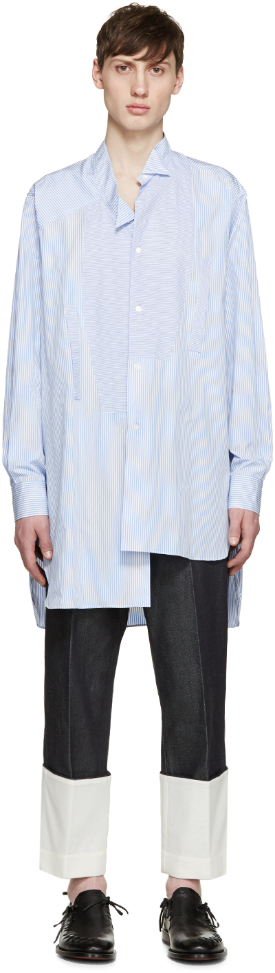 Loewe Blue & White Striped Asymmetric Shirt for Men | Lyst