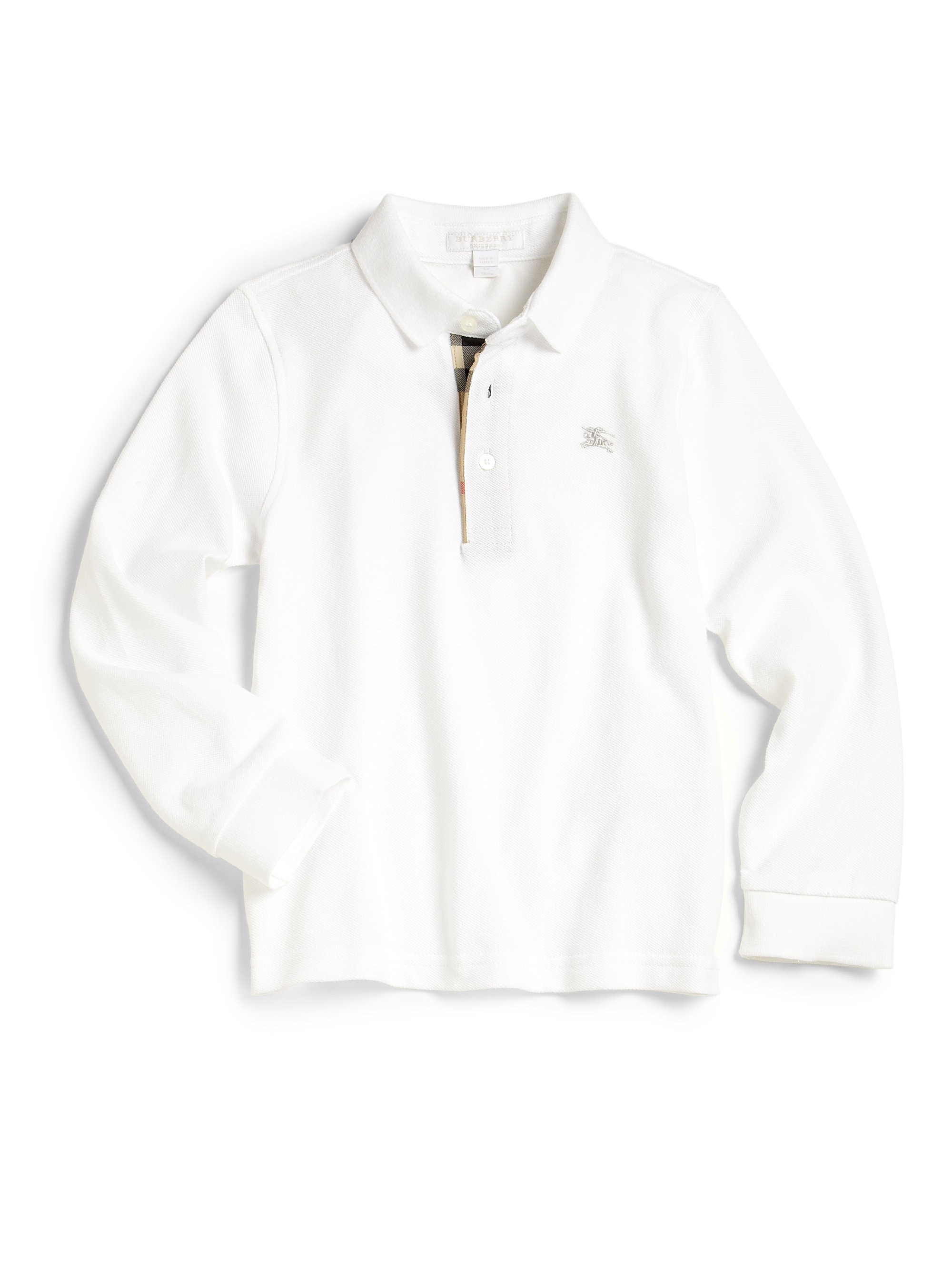 burberry white long sleeve polo