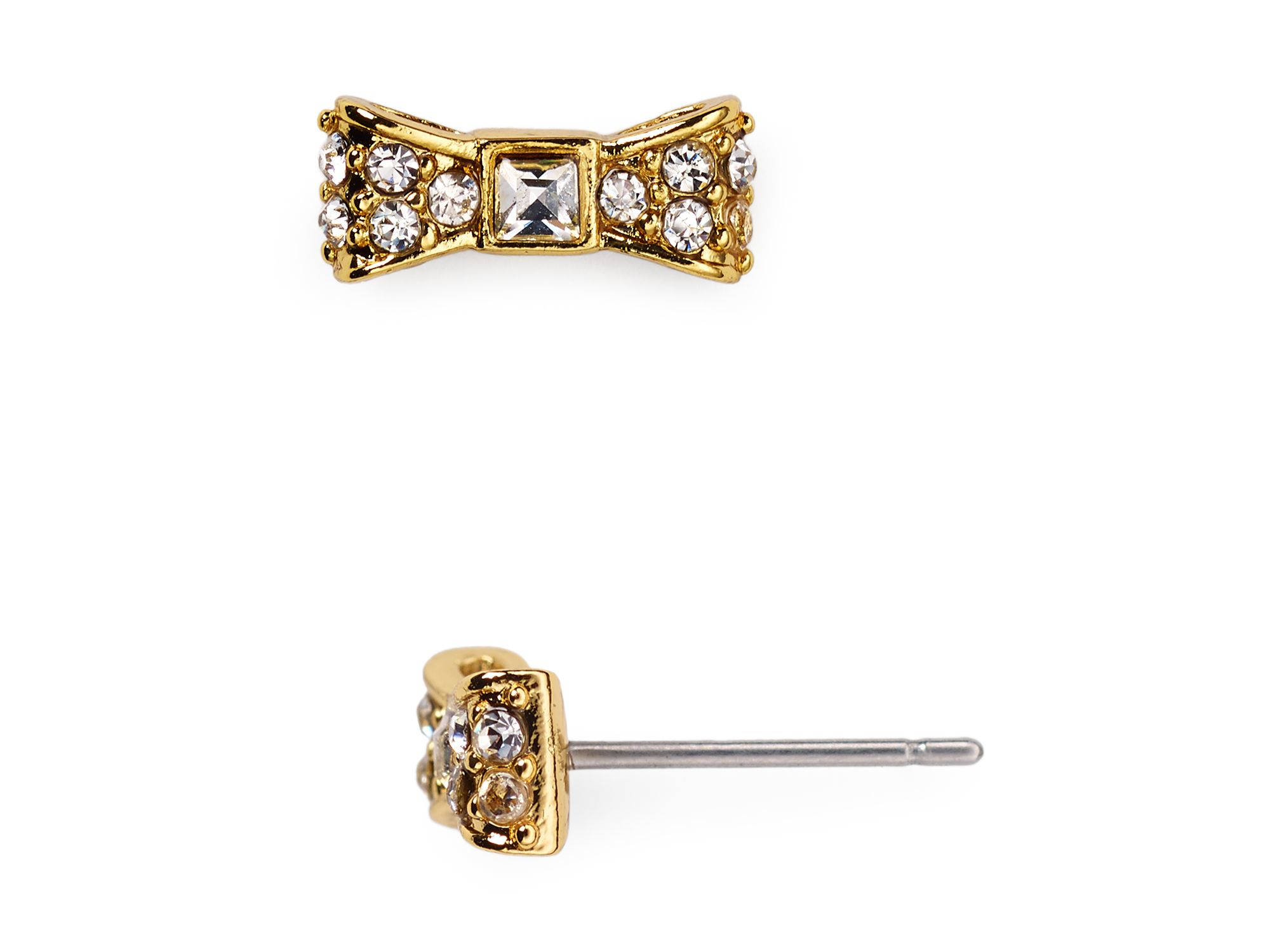 Lyst Kate Spade New York Ready Set Bow Pave Stud Earrings In Metallic Gallery