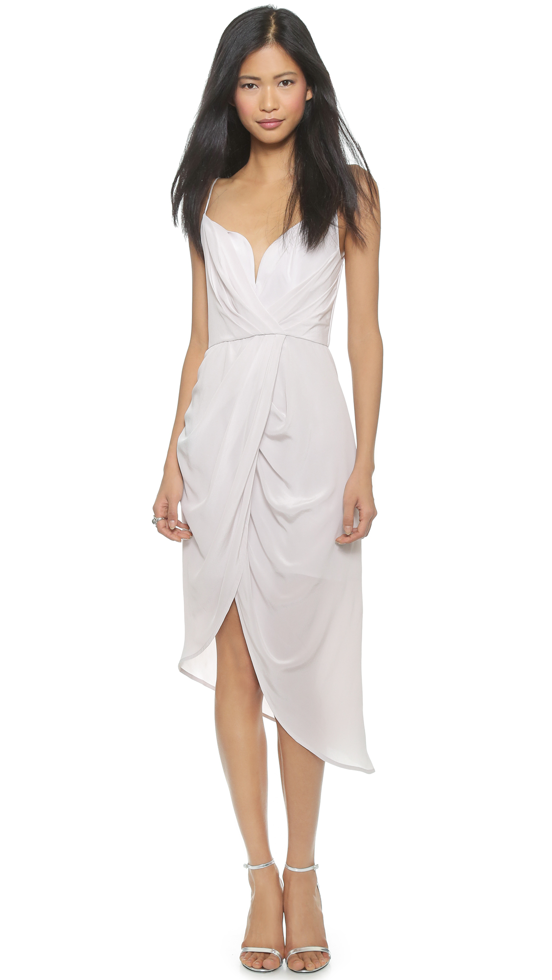 Zimmermann Silk Plunge Drape Dress - Moonstone in White | Lyst Canada