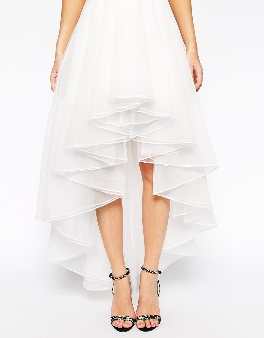ASOS Premium Organza Skirt With High Low Hem in White | Lyst