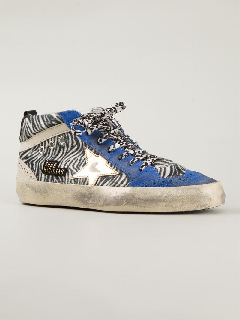 Golden Goose Mid Star Zebra Print Sneakers Lyst
