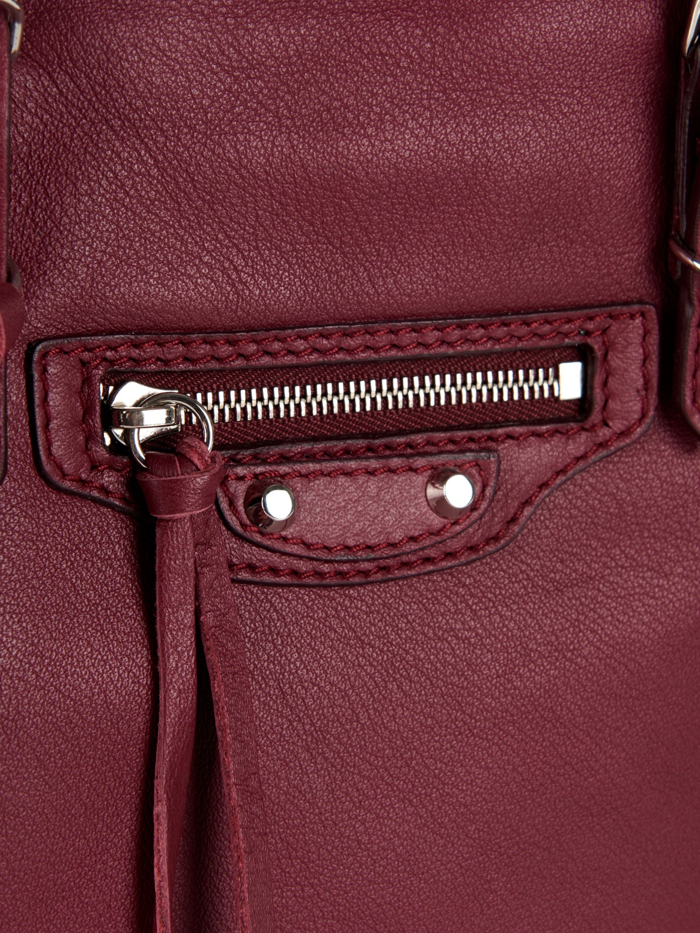 Balenciaga Papier A4 Mini Leather Tote Bag, Rouge Aubergine