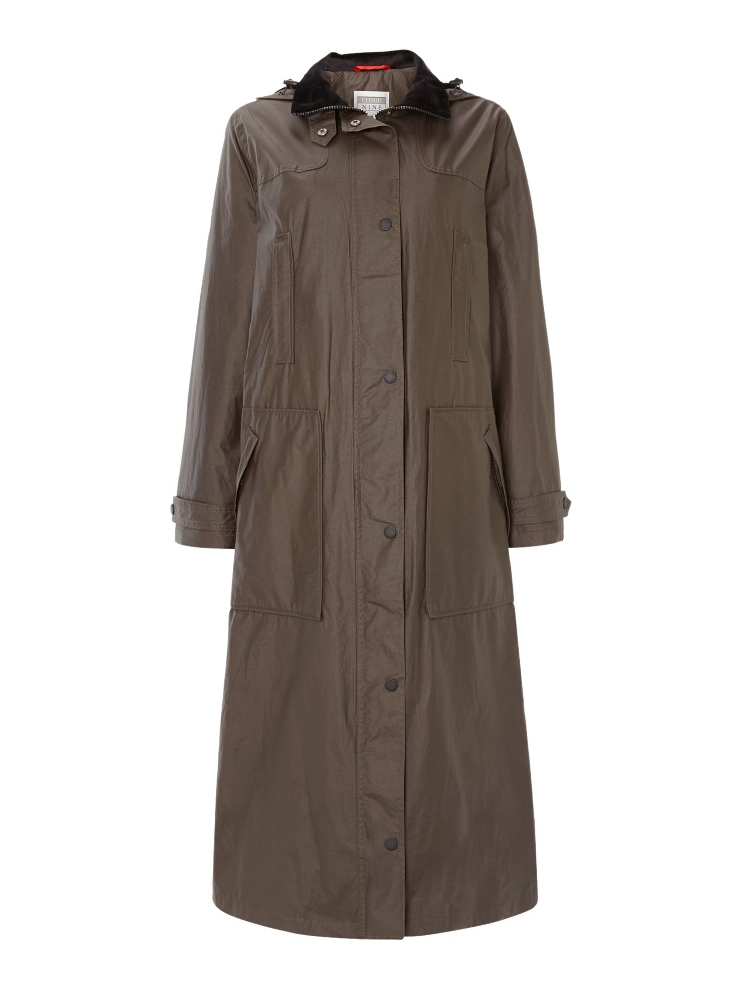 Cloud nine Single Breasted Long Line Coat in Green (Olive) Lyst