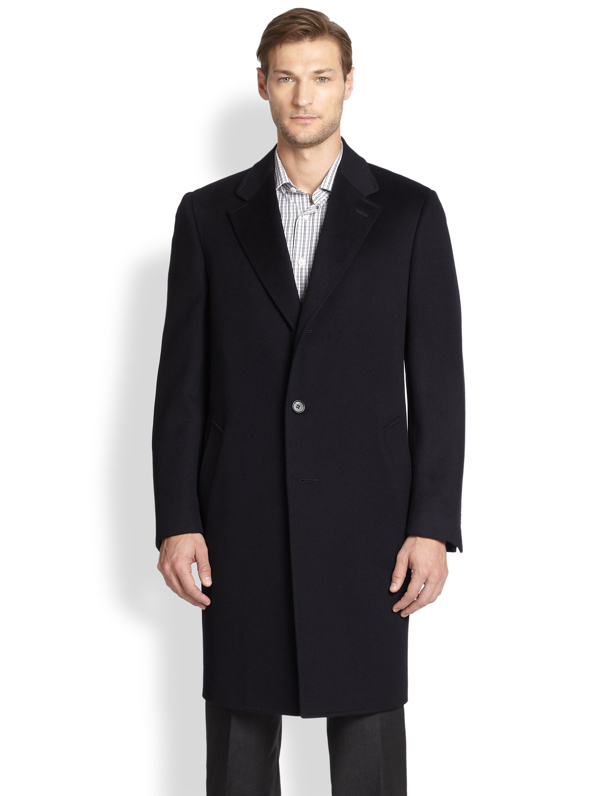 Canali Wool & Cashmere Coat in Blue for Men | Lyst