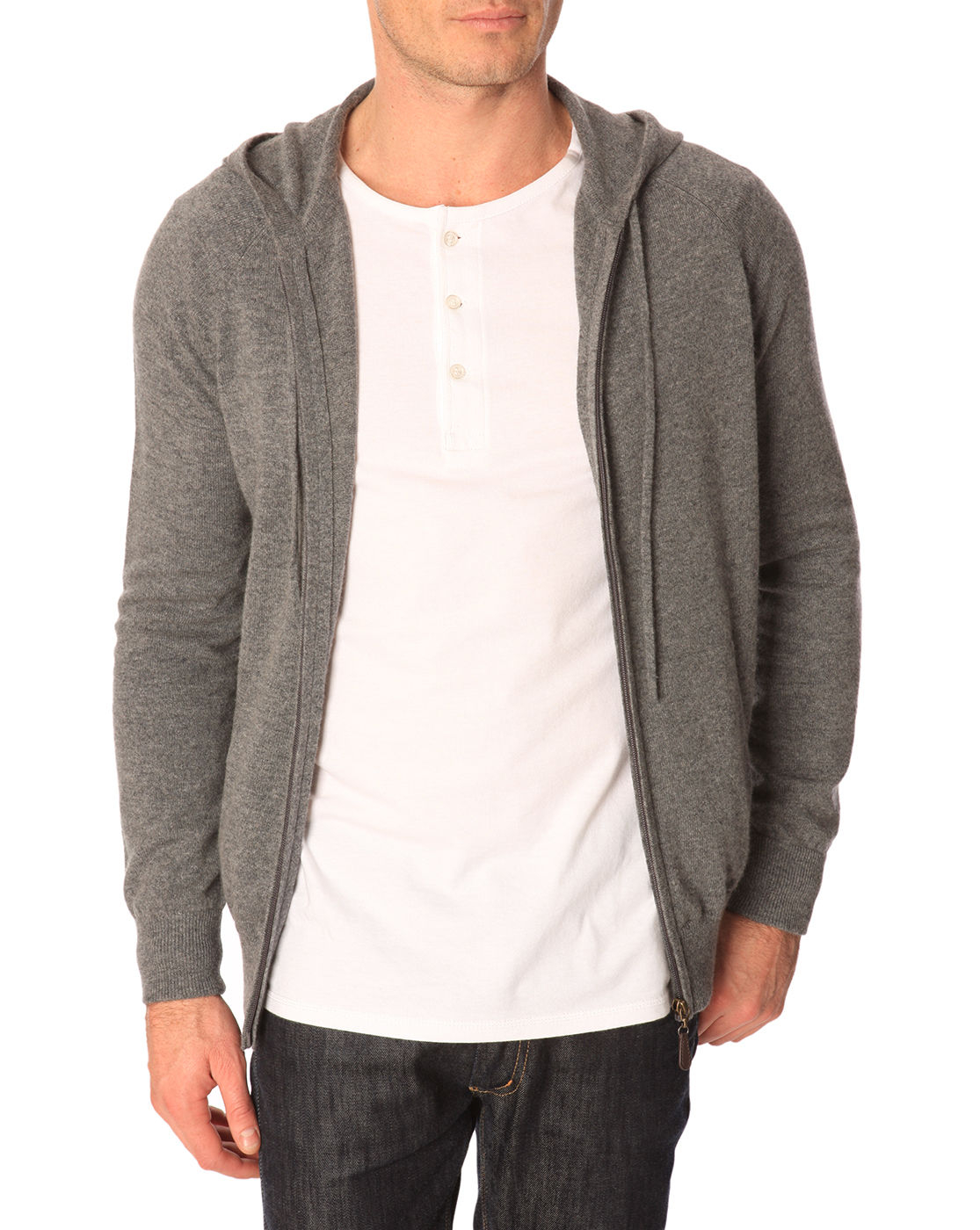 Menlook label Marl Grey Cashmere Denim Cardigan in Gray for Men (grey