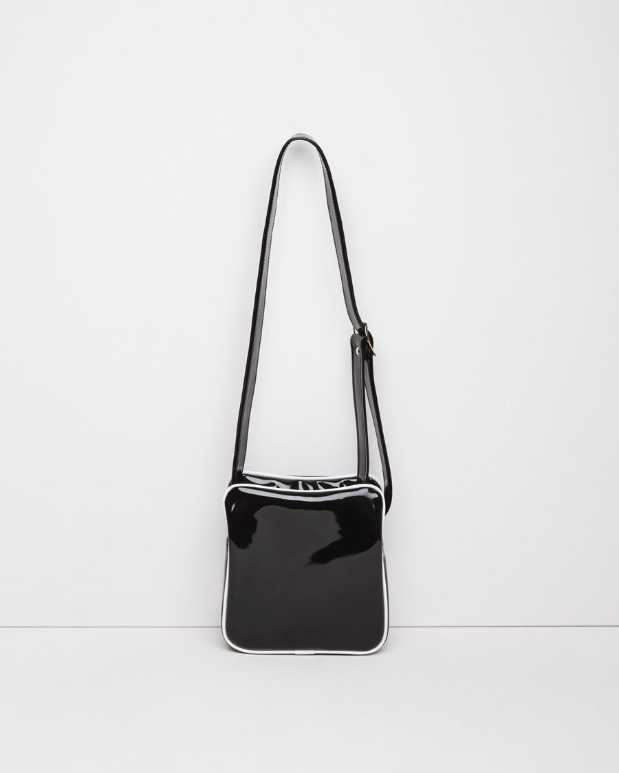 comme des gar?ons black leather crossbody bag