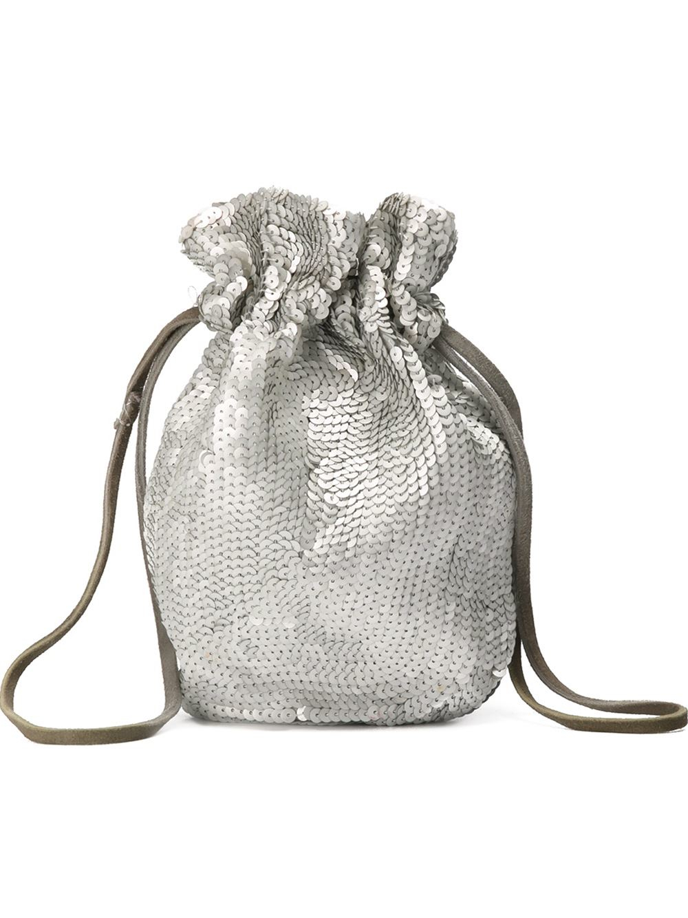 Prada Sequin Drawstring Bag in Grey (Metallic) - Lyst
