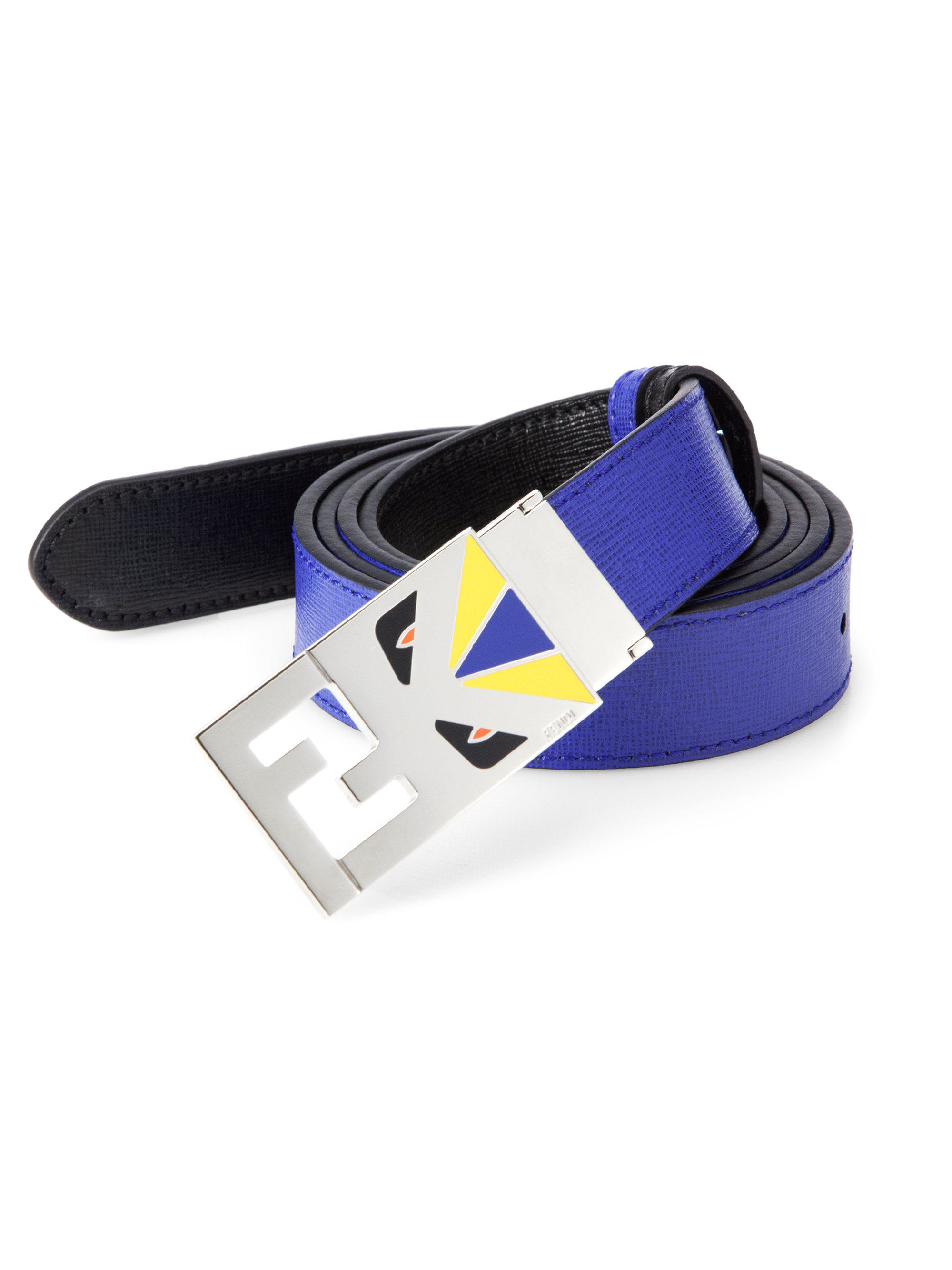 Fendi Colorblocked Belt in Cobalt-Black for Men - Lyst