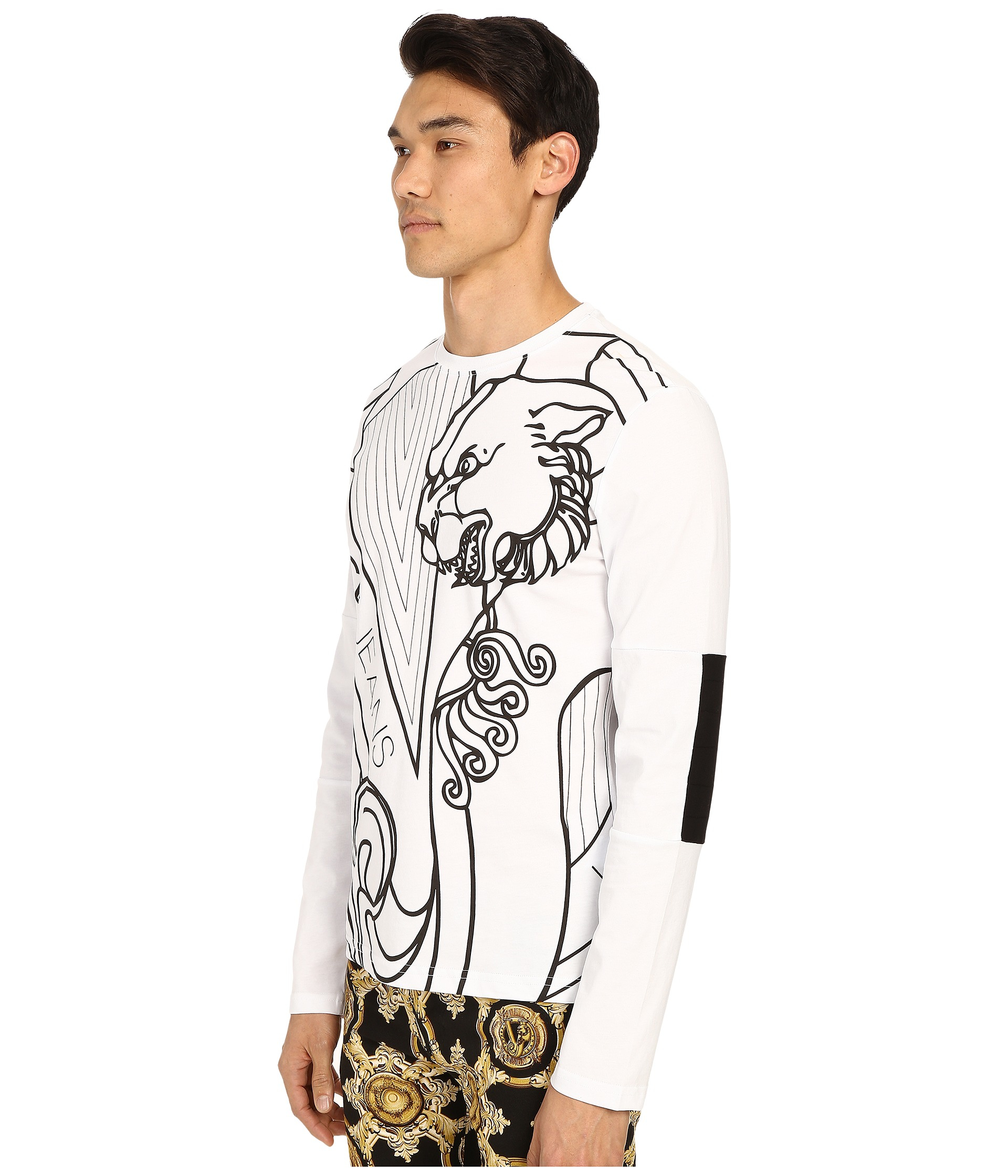 Lyst Versace Jeans Big Tiger Logo Long Sleeve Tshirt in Black for Men