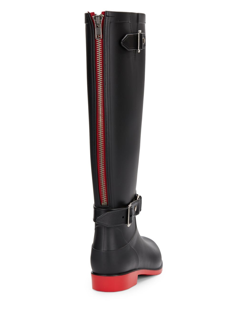 Dav Belted Equestrian Rain Boots in Black | Lyst