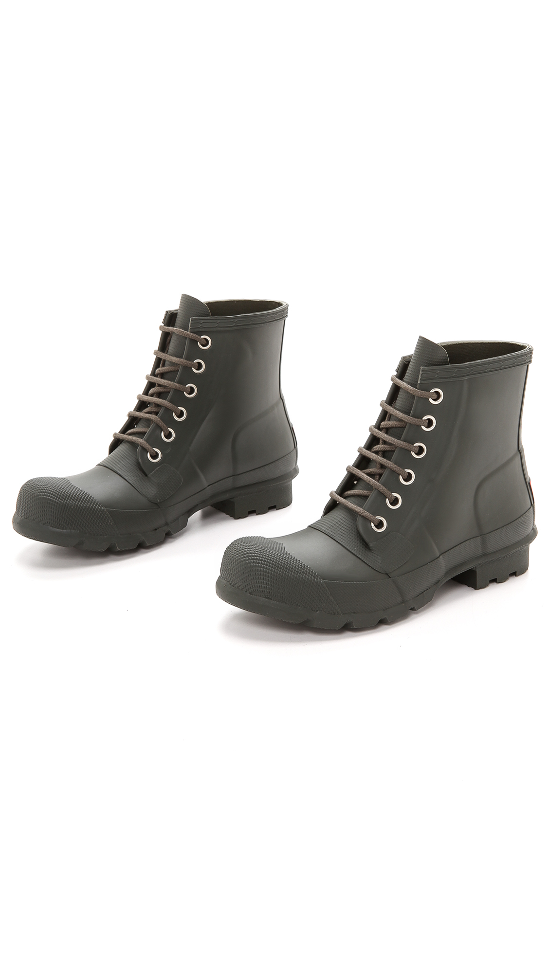 green lace up rubber boots