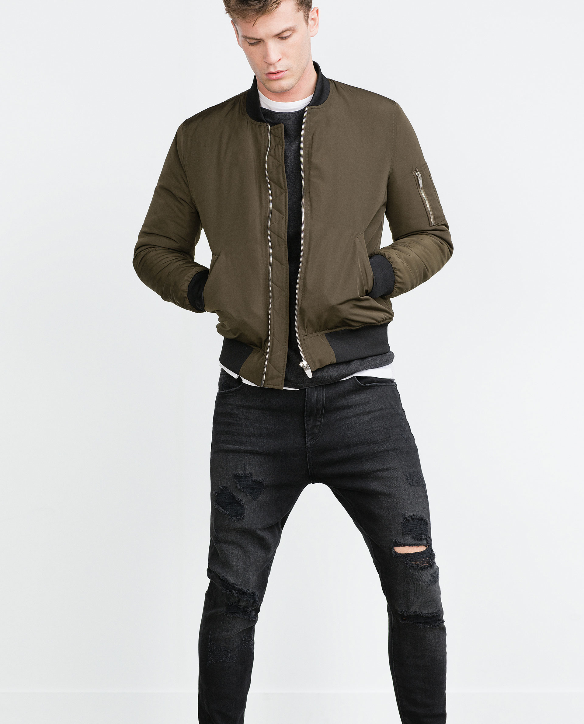  Zara  Bomber Jacket  in Natural for Men  Lyst