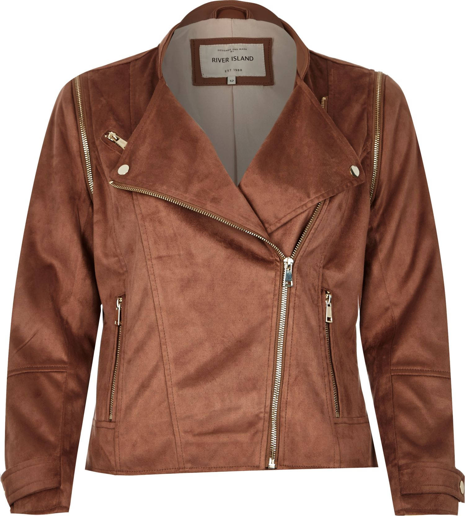rust suedette biker jacket