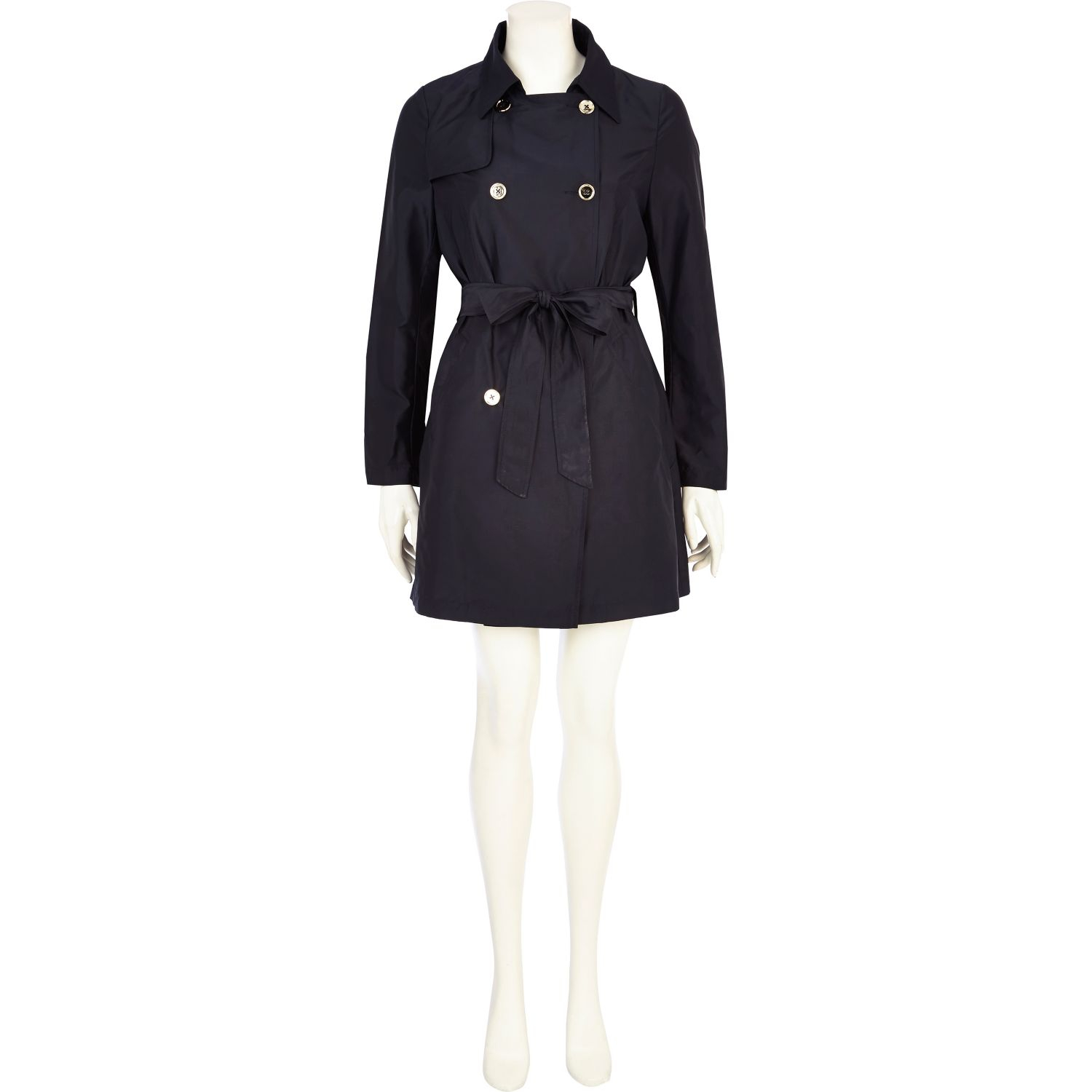 River island Navy Blue Trench Coat in Blue (navy) Lyst