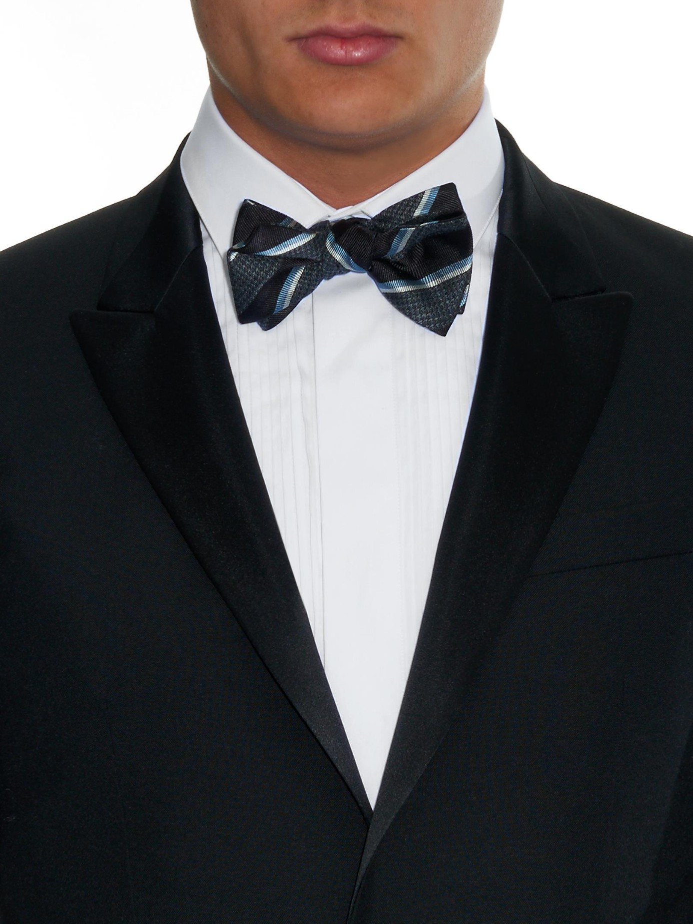 Gucci Checked And Striped SilkBlend Bow Tie in Blue for Men Lyst