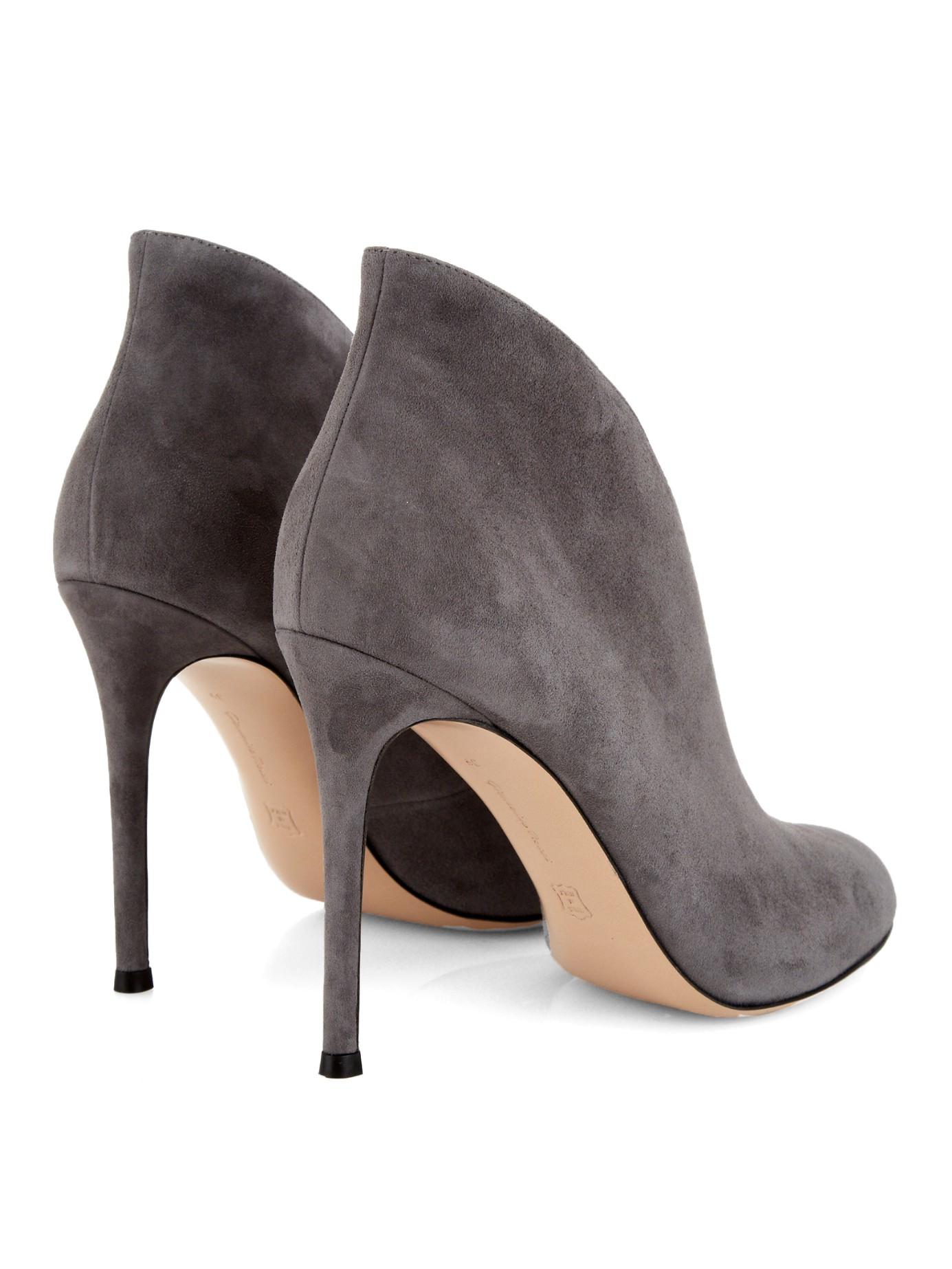 Gianvito Rossi Vamp Suede Ankle Boots in Gray | Lyst