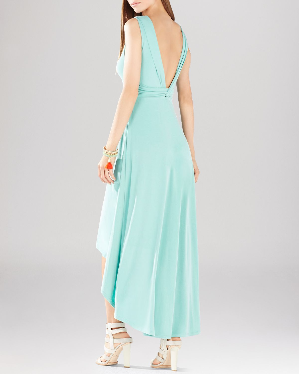 BCBG MaxAzria Womens Dress Fara High-Low Twist Open Back Light Aqua S