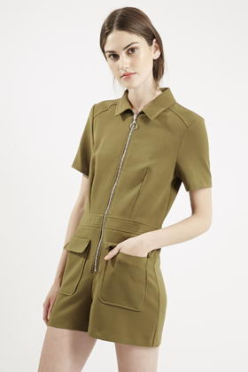 topshop khaki playsuit