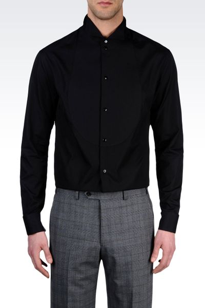 Armani Dress Shirt with Butterfly Collar in Black for Men | Lyst