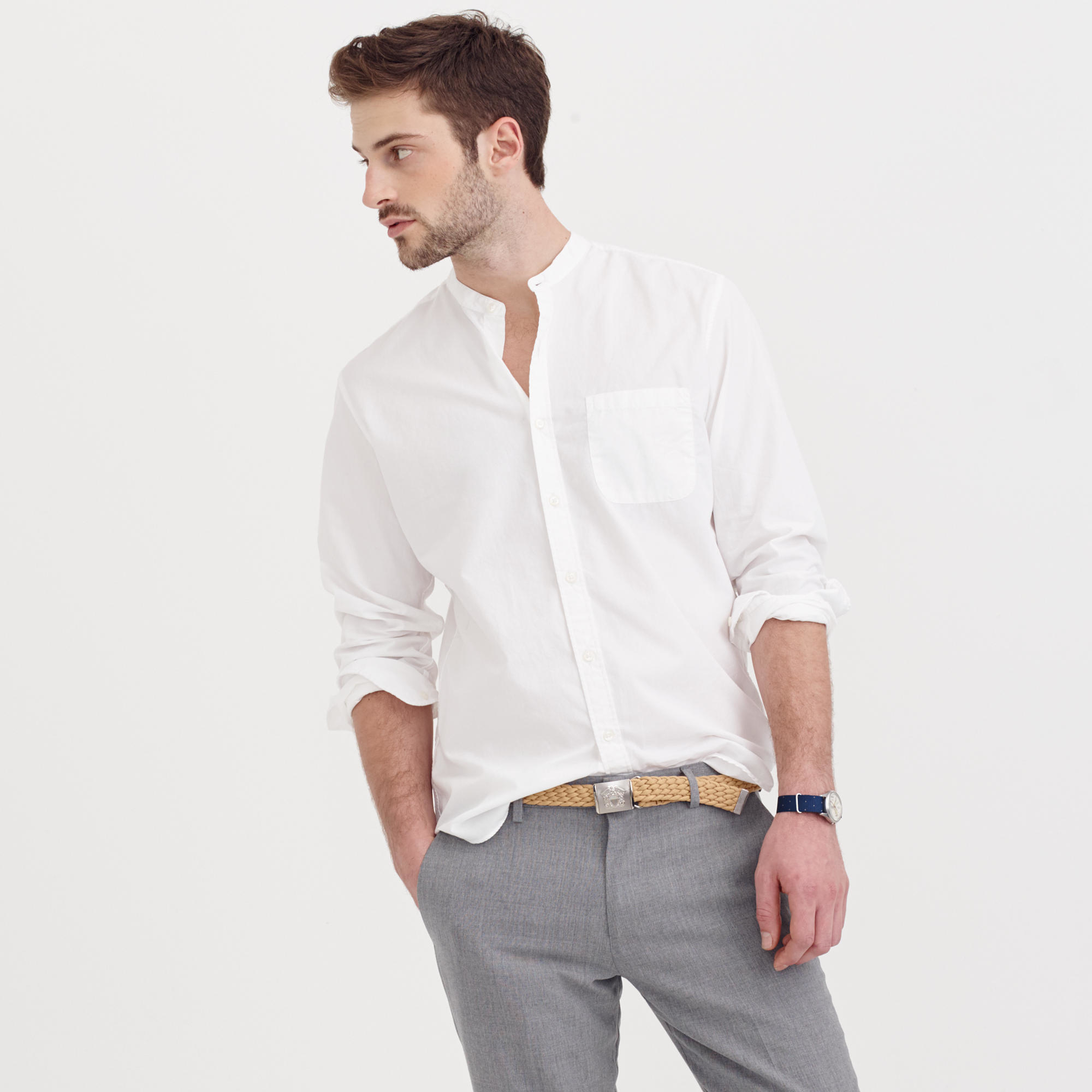 J.Crew Secret Wash Band-collar Shirt in 
