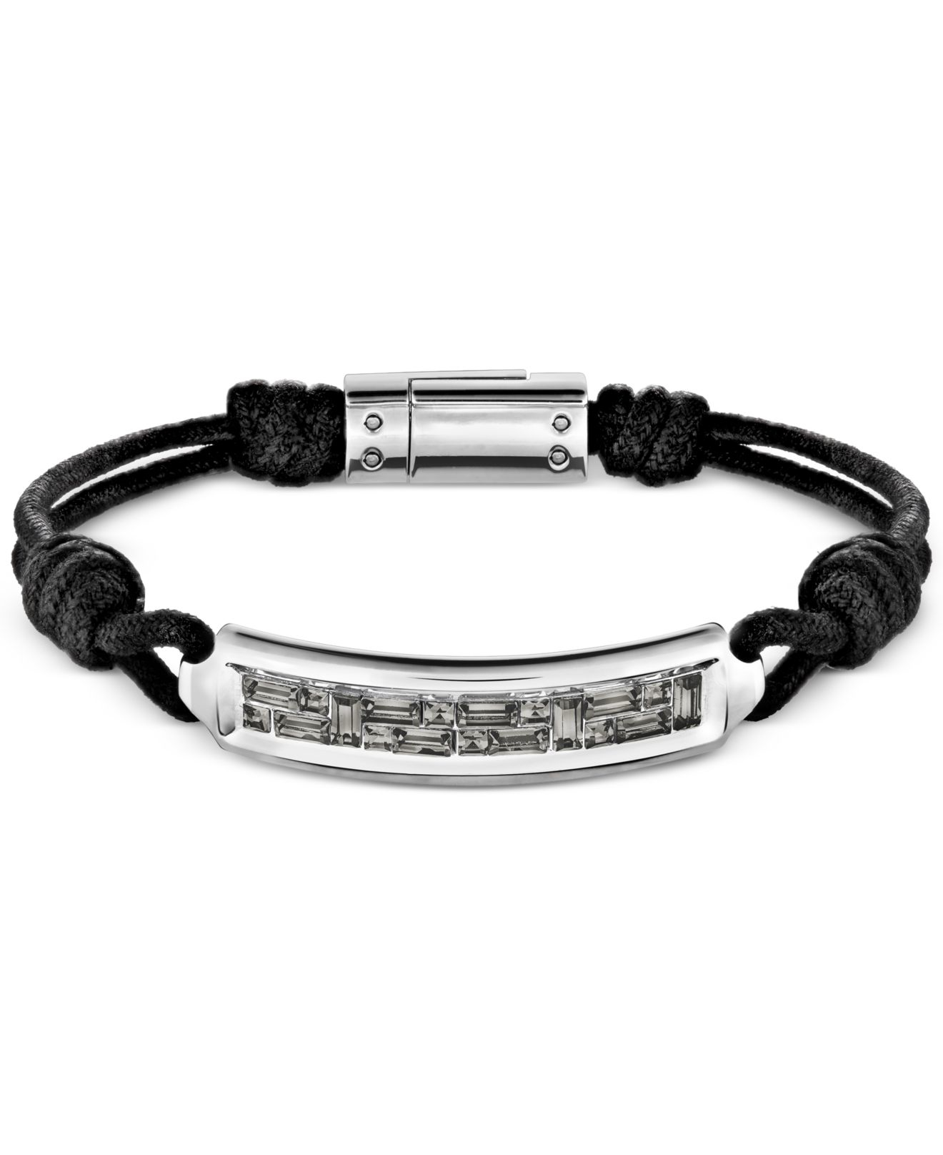 Lyst Swarovski Men S Stainless Steel Crystal Acrylic Cord Bracelet Gallery