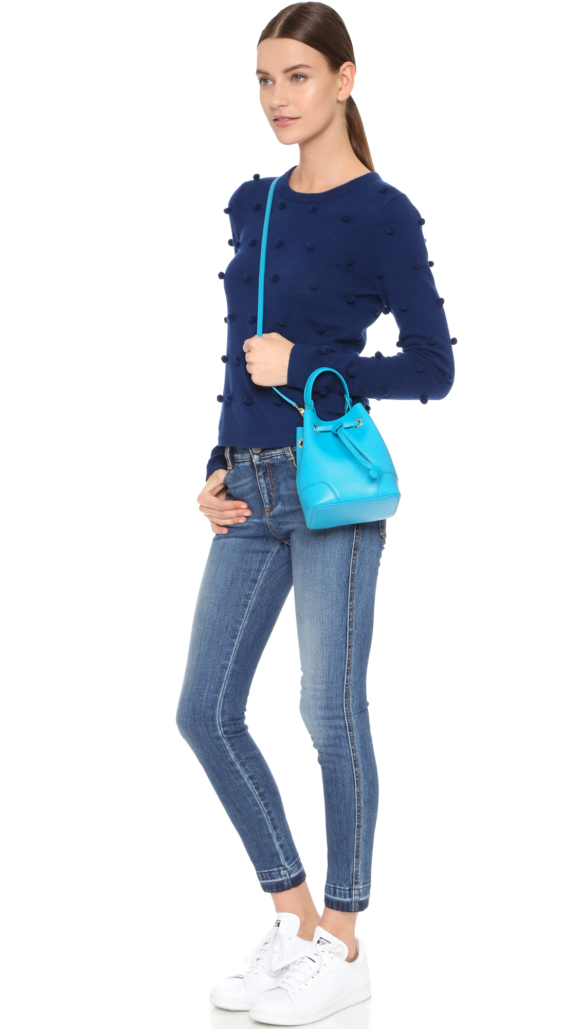 Furla Stacy Mini Drawstring Bucket Bag in Blue | Lyst