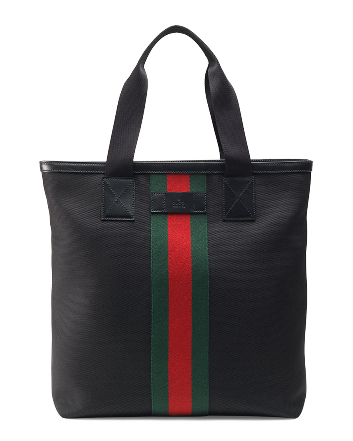 Gucci Web Band Canvas Tote in Black for Men | Lyst