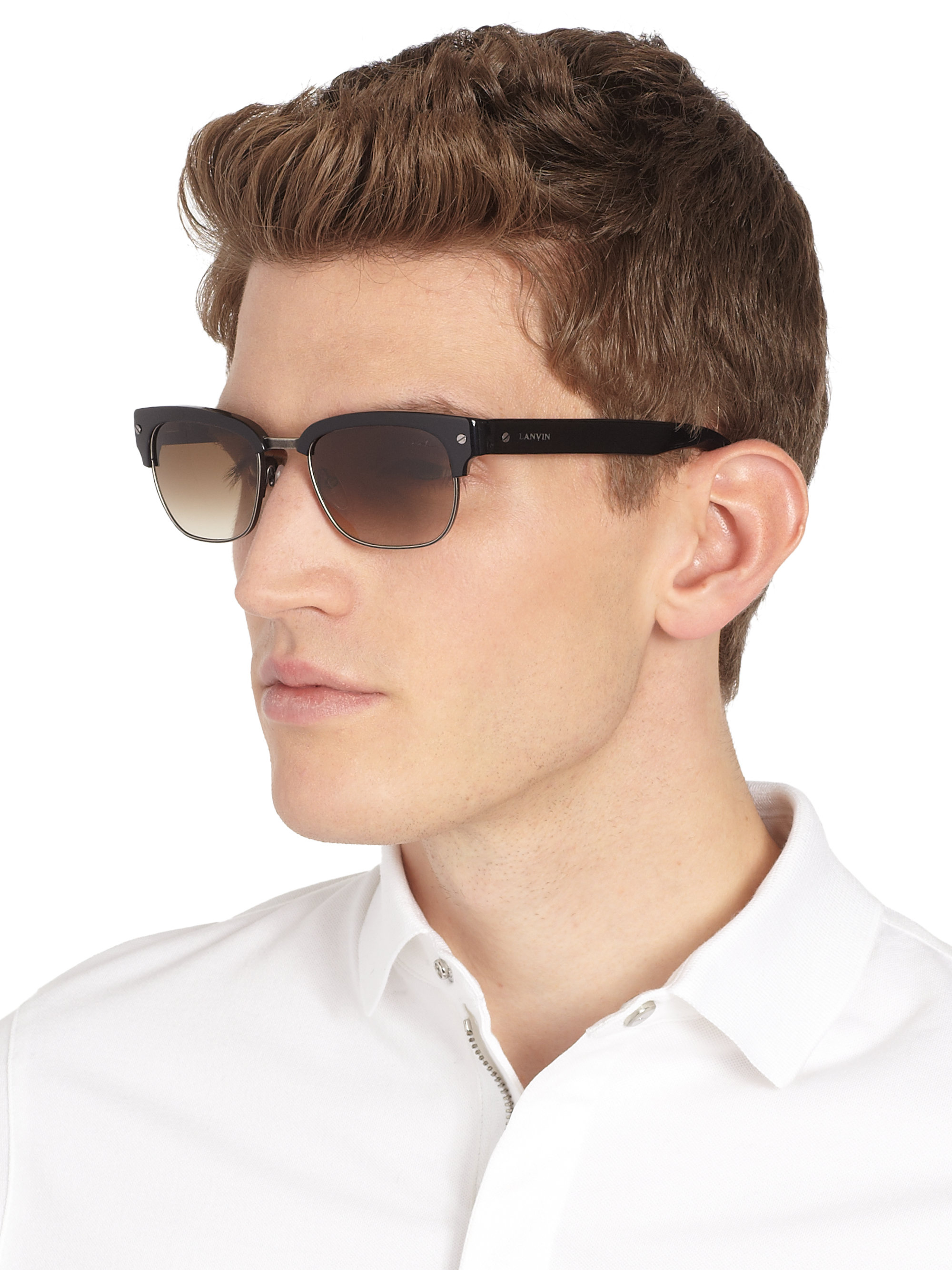 Lanvin Square Shaped Clubmaster Sunglasses In Black For Men Lyst Lanvin Square Shaped Clubmaster Sunglasses In Black For Men Lyst