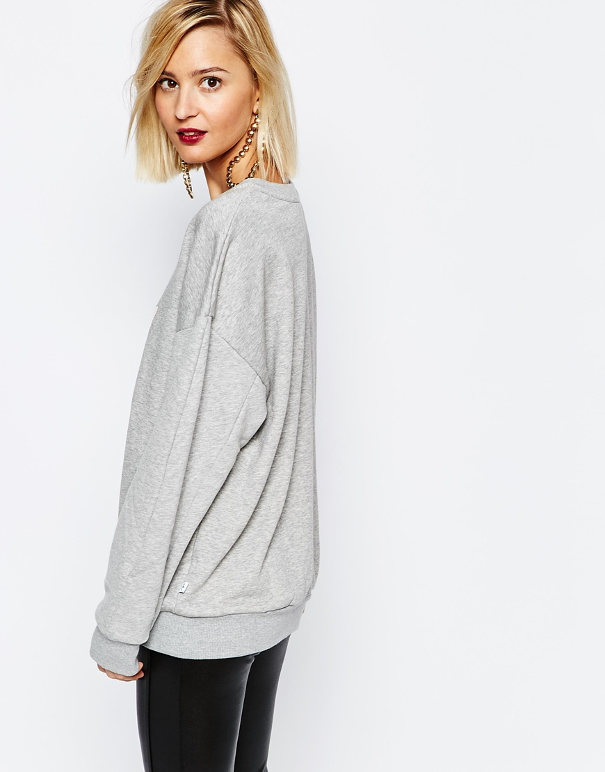 adidas originals adicolour oversized crew neck sweatshirt with trefoil logo