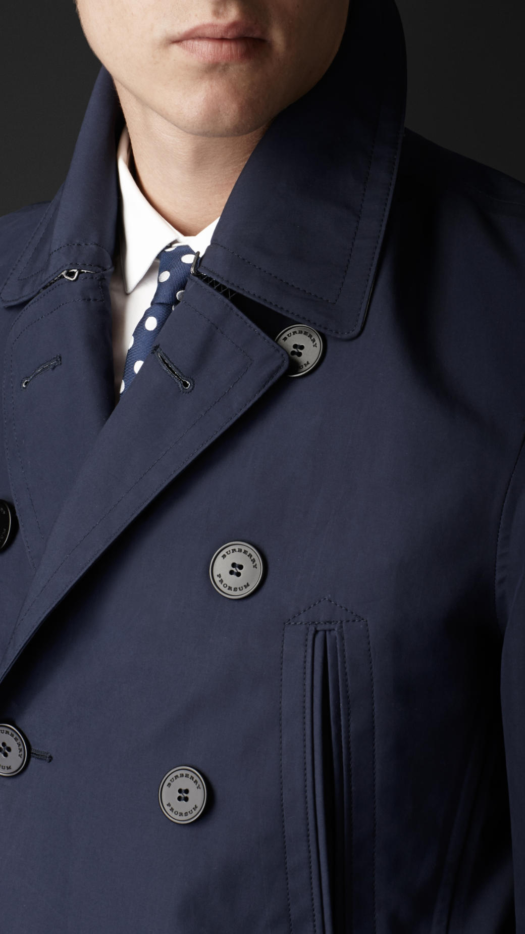 Burberry Bonded Cotton Pea Coat in Indigo (Blue) for Men Lyst