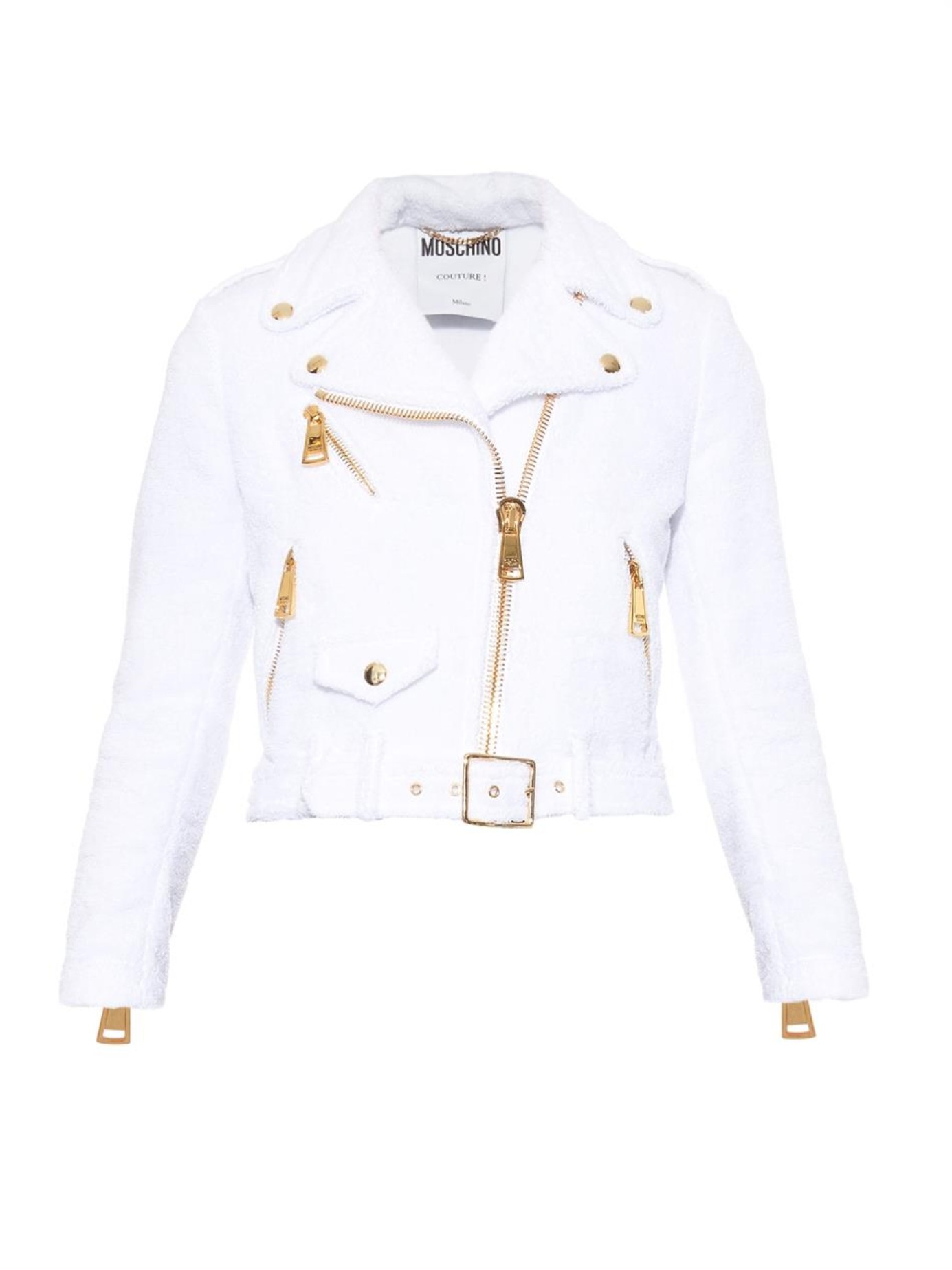 white and gold leather jacket