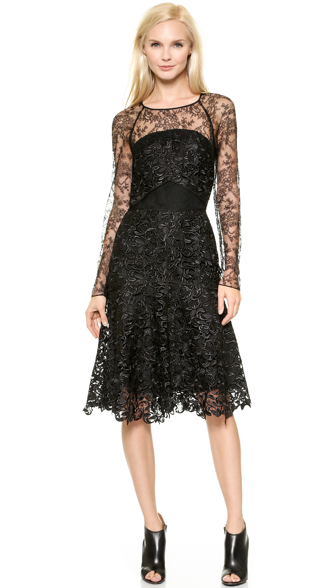Lyst Nina Ricci Long Sleeve Lace Dress Black In Gallery