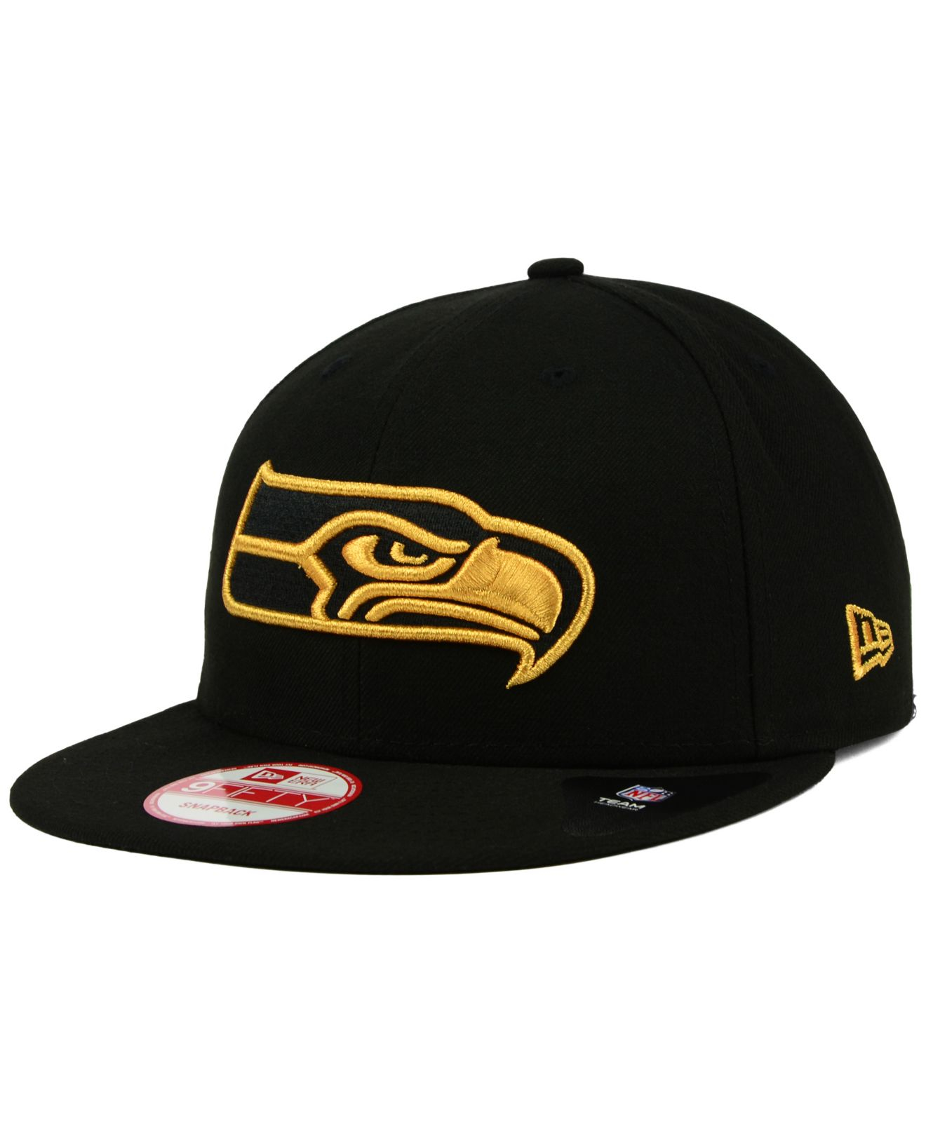 KTZ Seattle Seahawks Black Metallic Gold 9fifty Snapback Cap for Men | Lyst