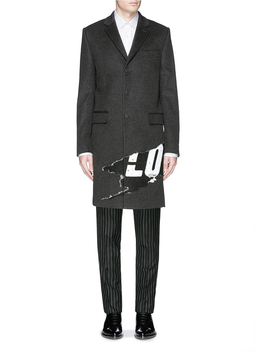 Download Givenchy Love Wall Print Wool-cashmere Coat in Grey (Gray ...
