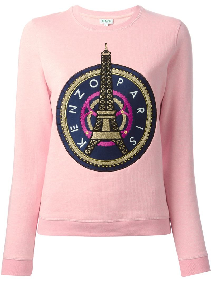 kenzo eiffel tower cotton sweatshirt in pink lyst kenzo eiffel tower cotton sweatshirt in pink lyst