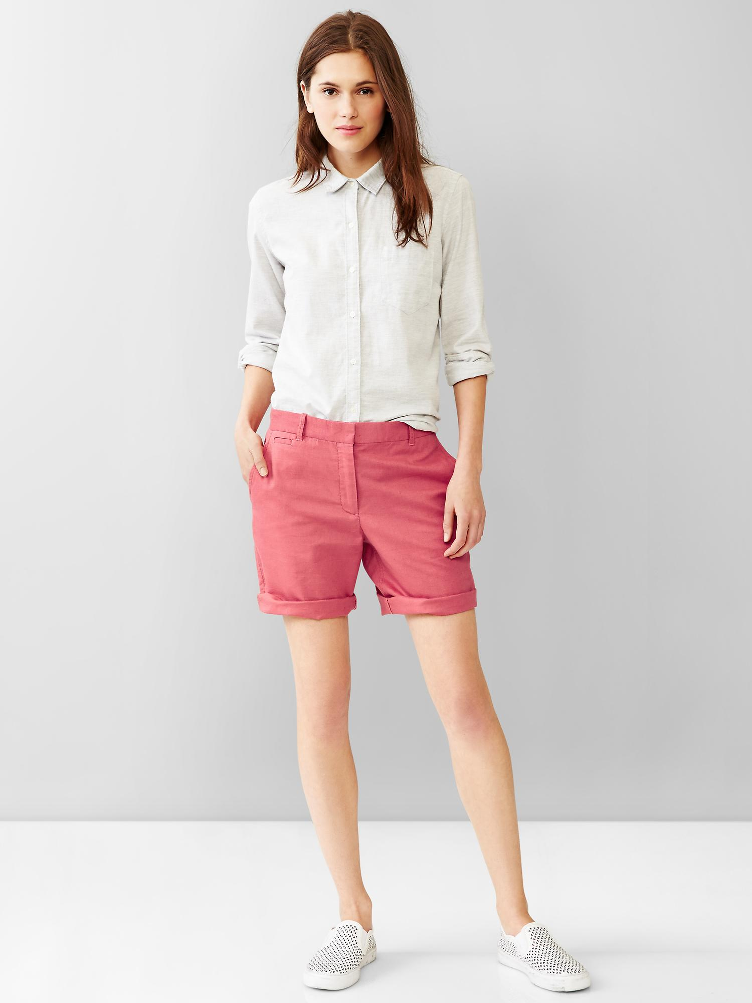 Gap Boyfriend Roll Up Khaki Shorts 
