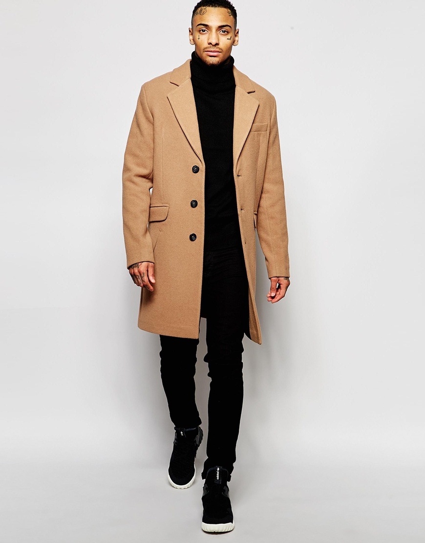 ASOS Wool Rich Overcoat In Camel in Natural for Men - Lyst